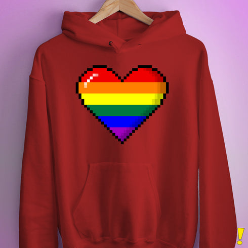 LGBTQ Pride8-Bit Pixel Heart Hoodie - Red